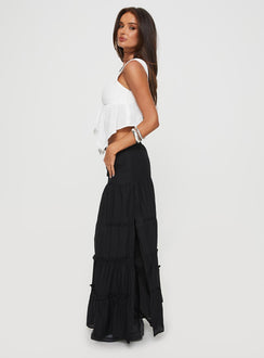 Maxi skirt Elasticated waistband, tiered design, slit at leg