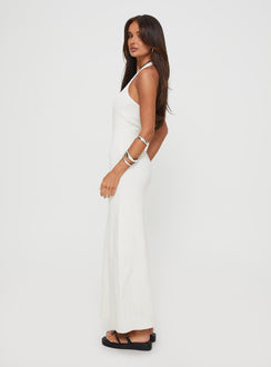 Knit maxi dress Halter neck, scooped neckline Good stretch, unlined 