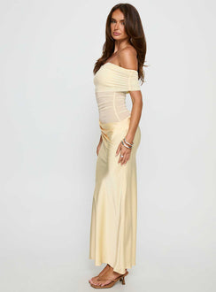 Osprey Mesh Off Shoulder Maxi Dress Yellow
