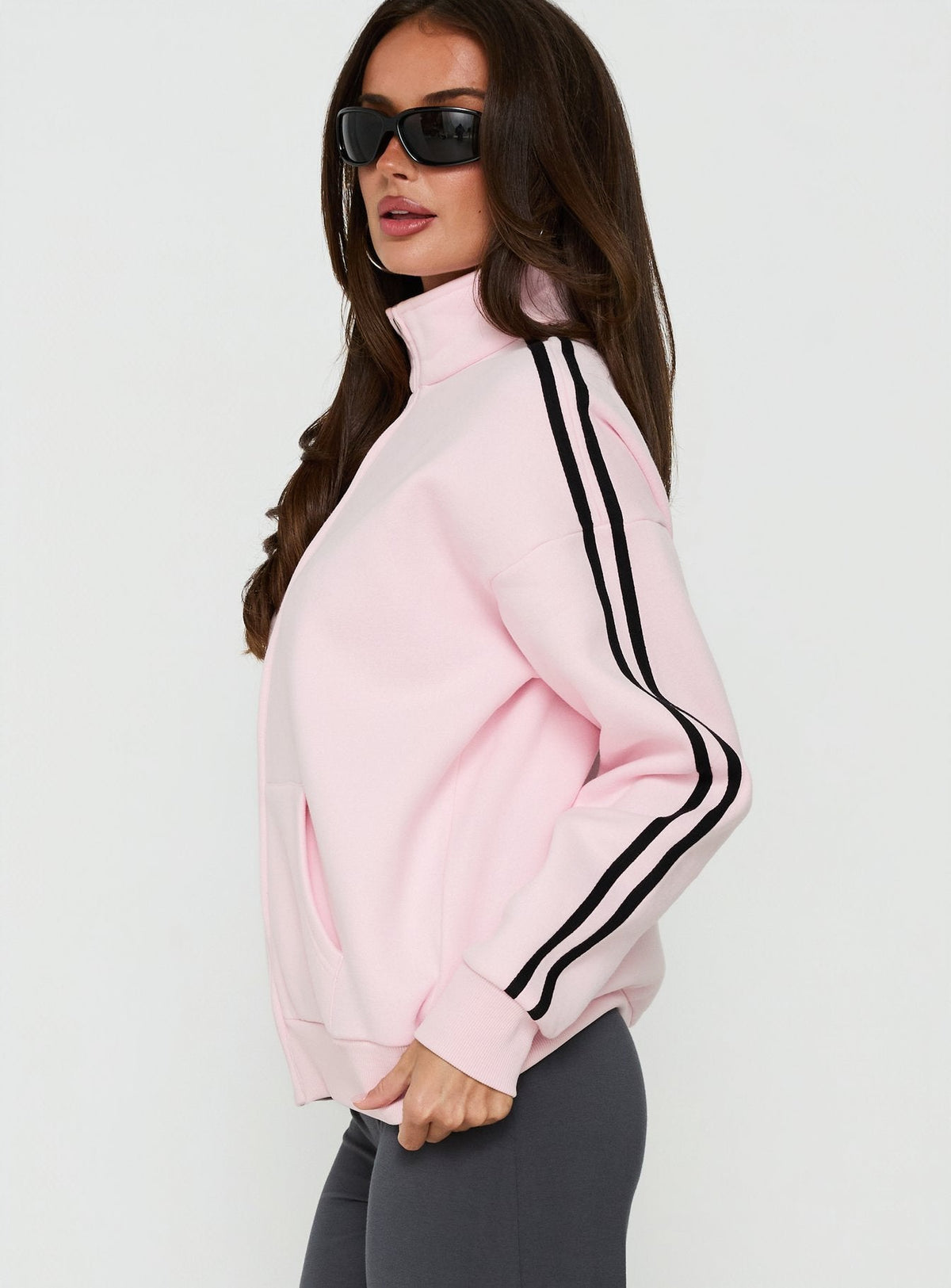 Keeran Funnel Neck Fleece Jumper Pink / Black