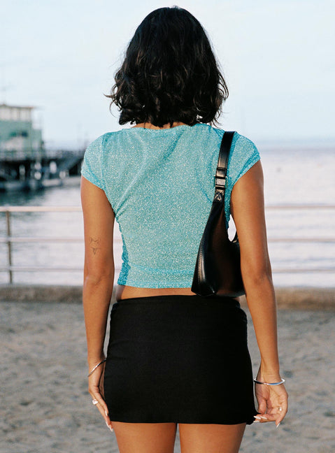 Quotation Diamante Mini Skirt Black