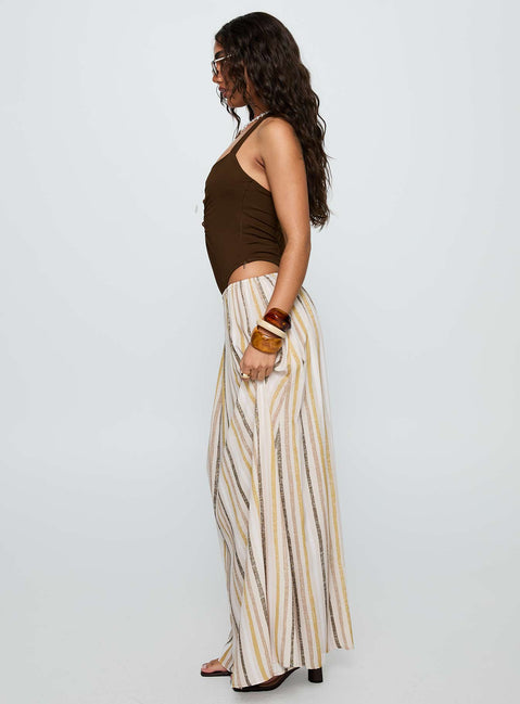   side view of model wearing Princess Polly Aisla Maxi Skirt Multi Maxi 