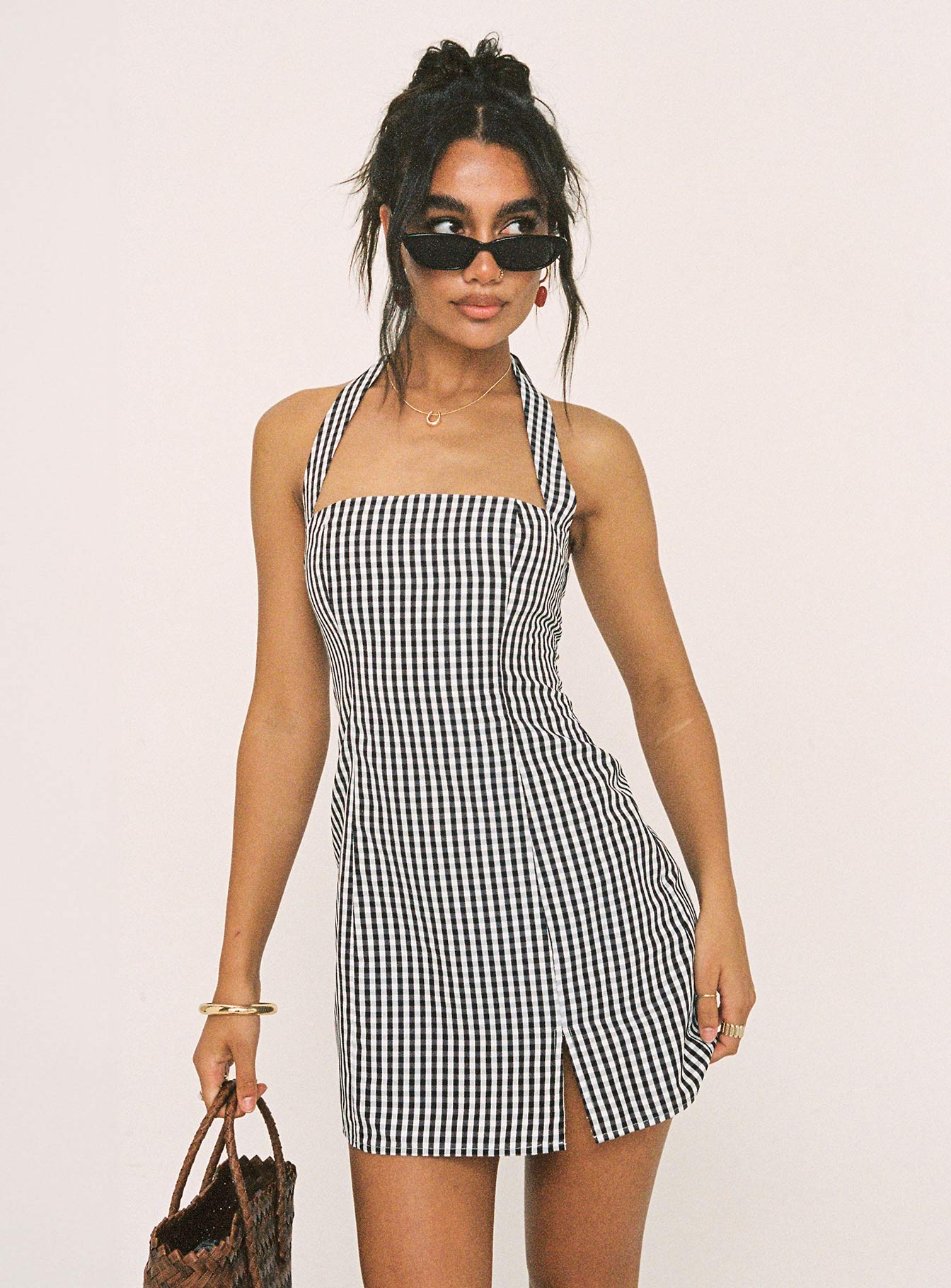 Birkley Halter Mini Dress Black / White