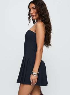 Mark My Words Strapless Playsuit Blue