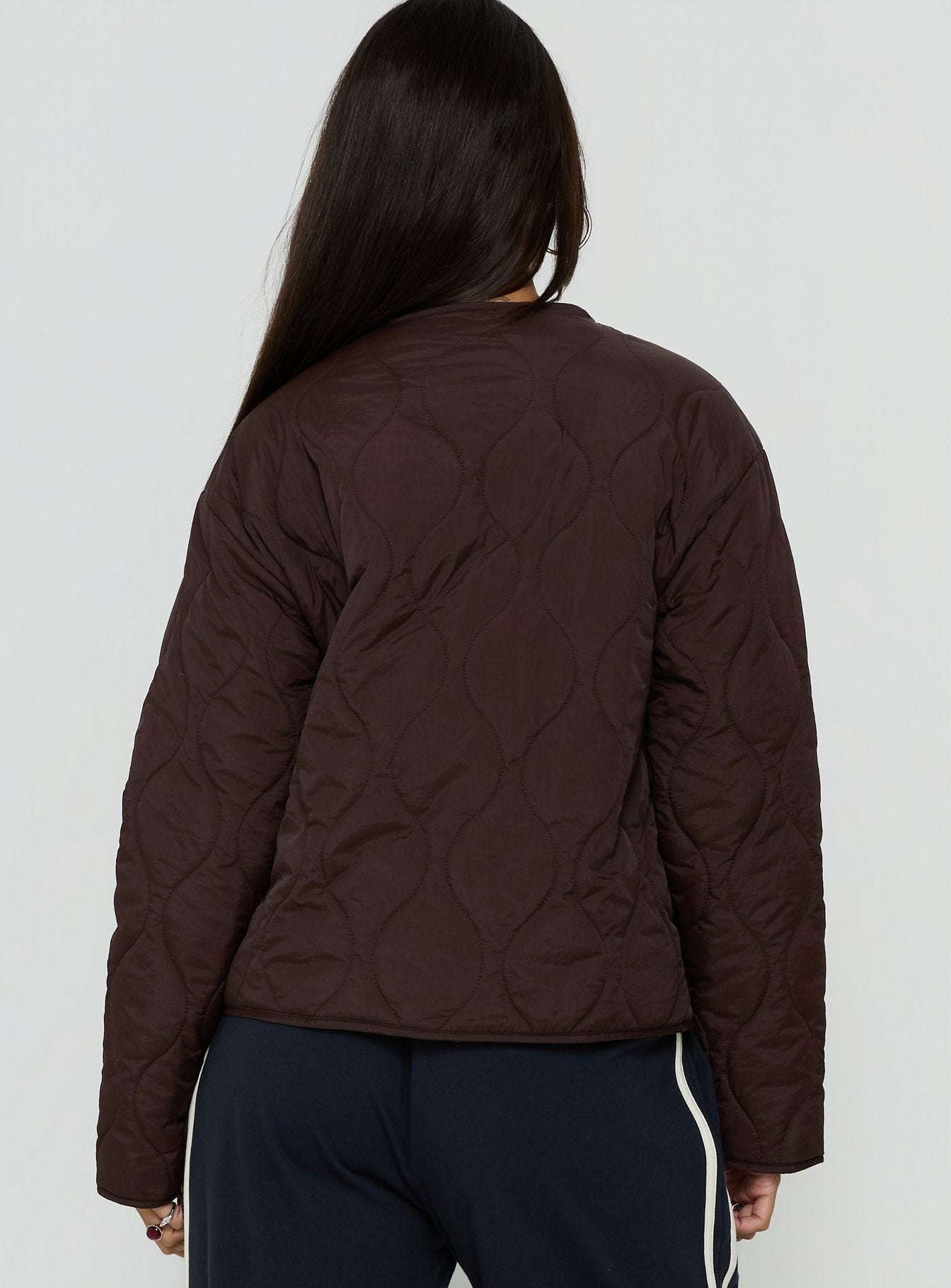 Homebody Quilted Puffer Jacket Brown