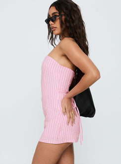 Yumiko Strapless Playsuit Pink