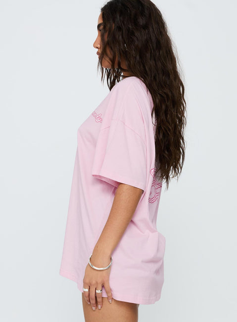 Howdy Partner Oversized Graphic Tee Pink