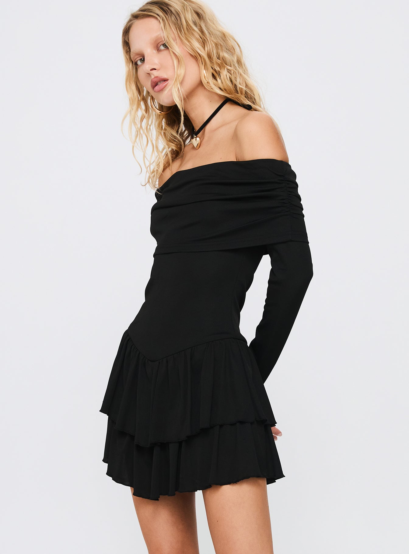 Wispy Off Shoulder Playsuit Black