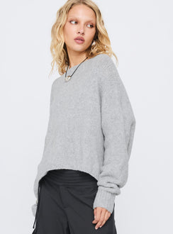 Ramy Wide Neck Knit Sweater Grey