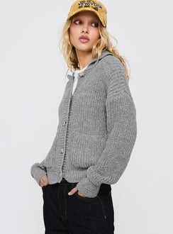 Darcel Button Up Knit Cardigan Grey