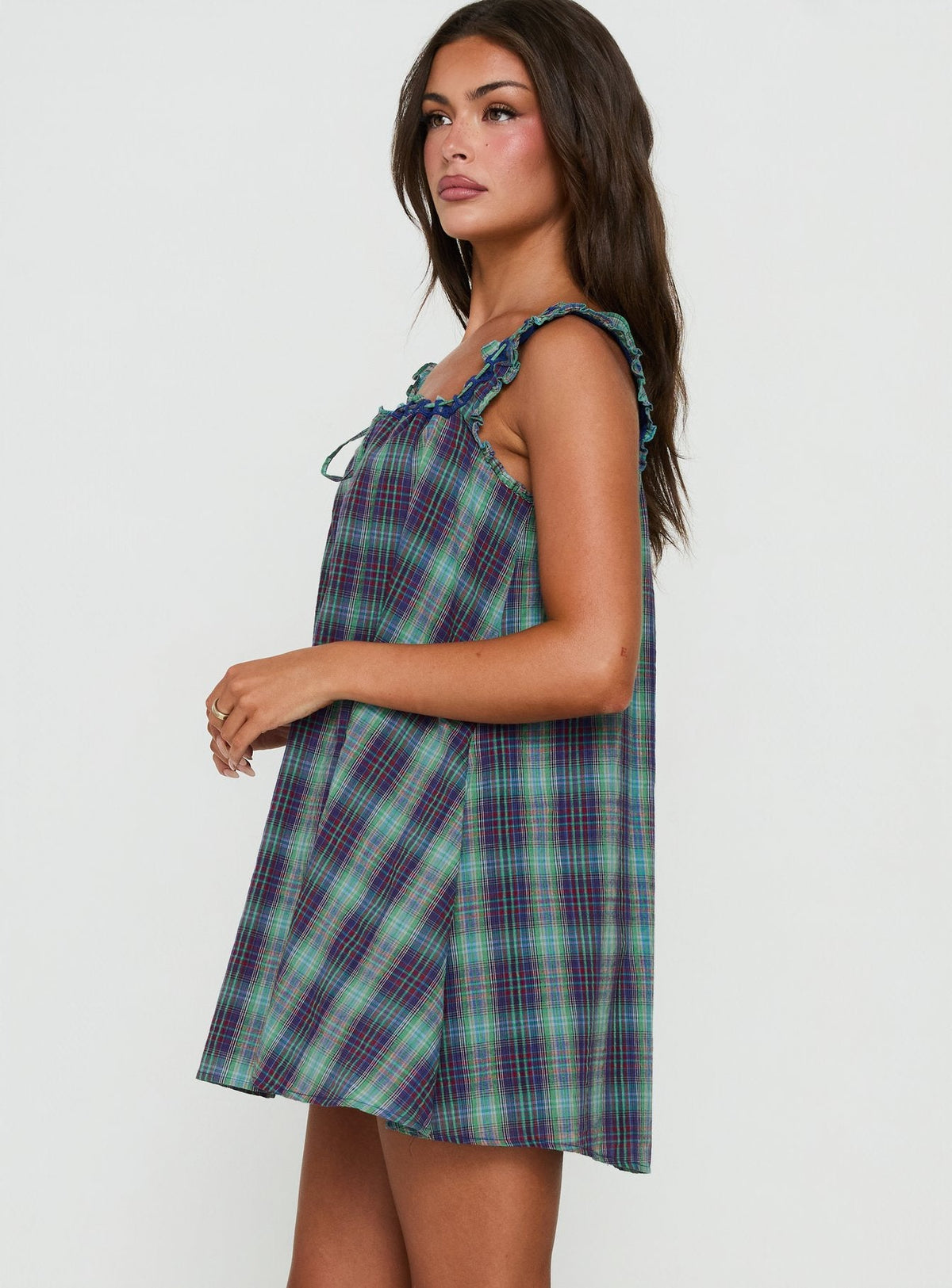 Swing Mini Dress Blue / Green Check