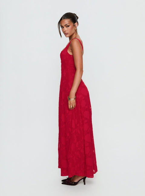 Margaux Burnout Maxi Dress Red