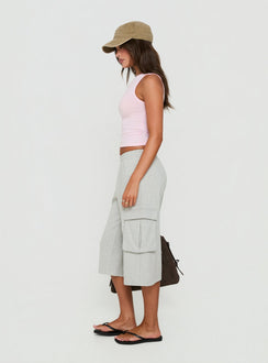 Harleah Wide Cargo Fleece Shorts Grey Marle