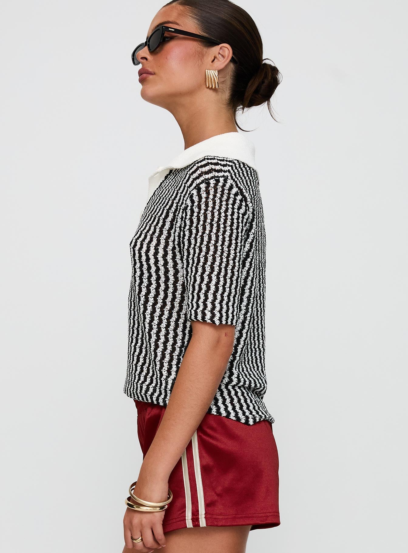 Tristar Collared Top Black