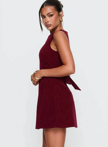 open lace back dress Cosie Mini Dress Red