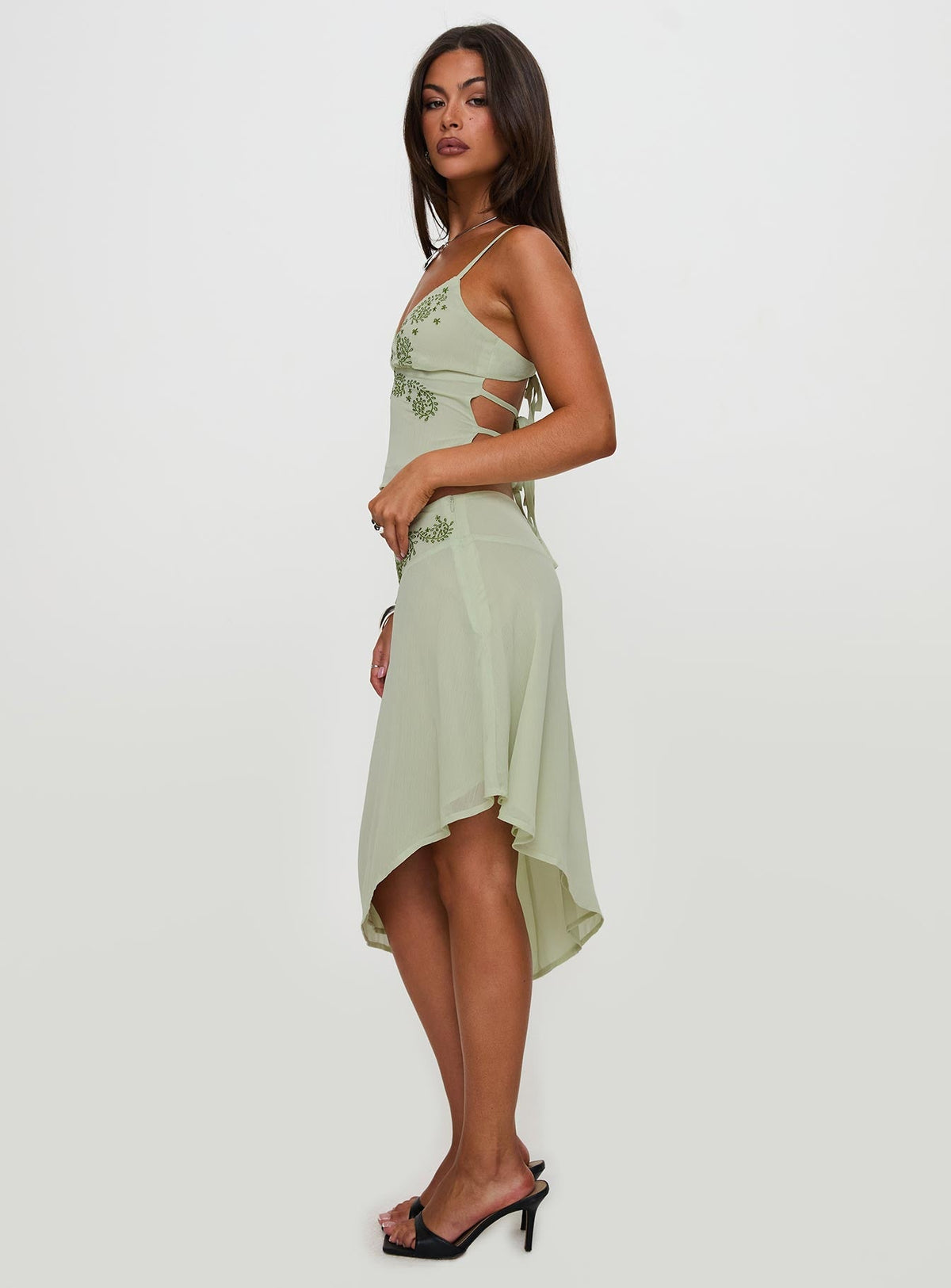 Pappilion Asymmetrical Midi Skirt Sage Petite Skirts 