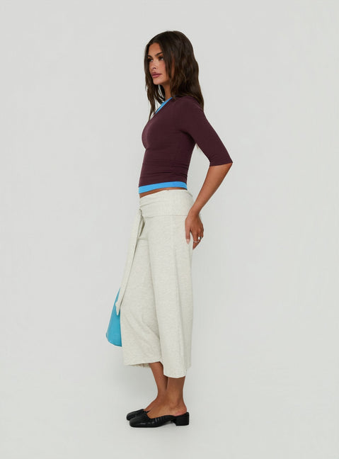 Allena Gaucho Tie Detail Shorts Grey Marle