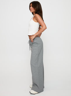 side view of model wearing Princess Polly All Day Straight Leg Sweatpants Grey Marle Low Rise Pants 