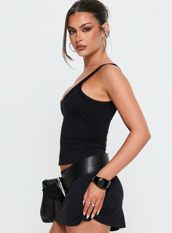 Kasper Cinched Longline Tank Top Black
