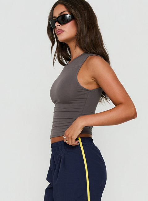 Camrynn High V Boxy Tank Top Slate