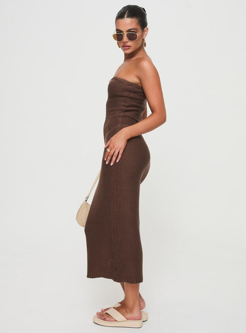 Strapless knit maxi dress Good stretch, unlined