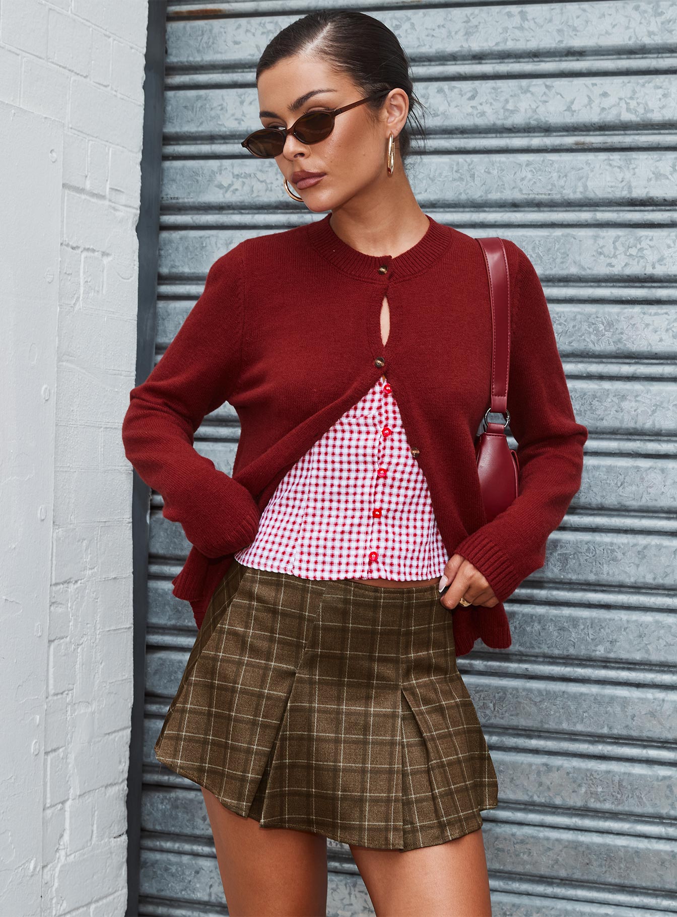 Little Bow Peep Mini Skirt Brown Check