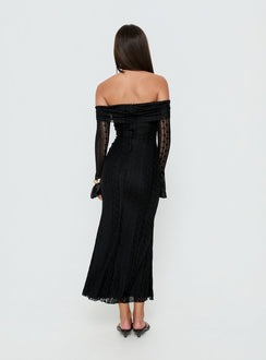 Perdita Long Sleeve Lace Maxi Dress Black
