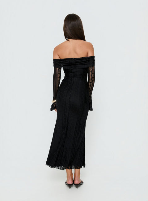 Perdita Long Sleeve Lace Maxi Dress Black