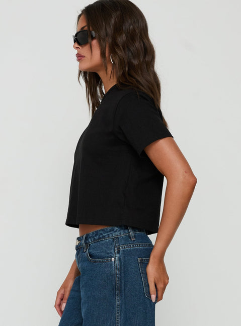 Dealia High V Boxy Tee Black