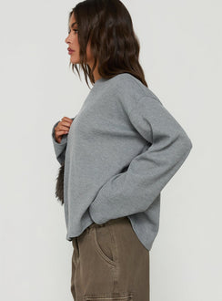 Arlla Waffle Jersey Long Sleeve Top Grey