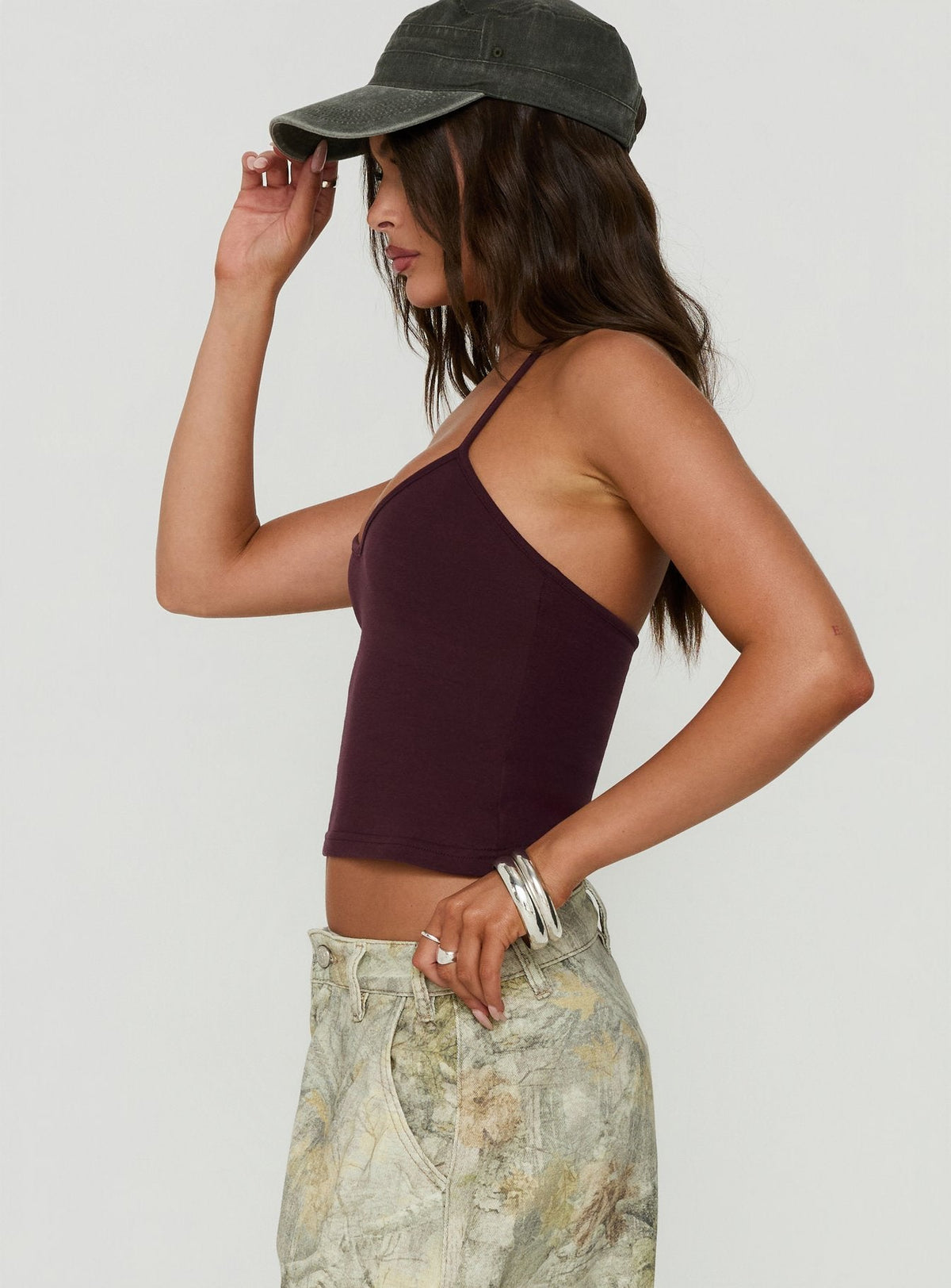 Cecilly Trim Racerback Top Plum