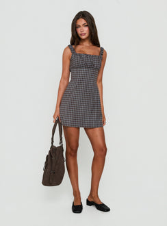 Donnamarie Mini Dress Brown Check