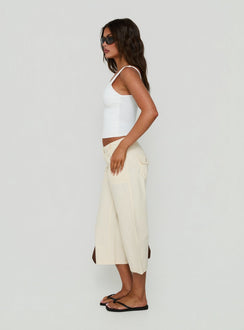 Miska Wide Leg Capri Pants Off White