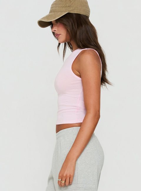 Camrynn High V Boxy Tank Top Pink