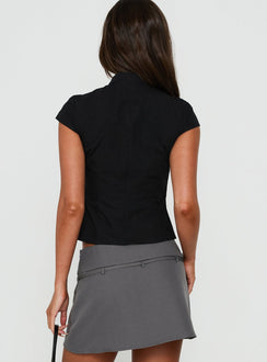 Kimiko Keyhole Cap Sleeve Top Black