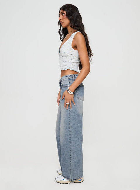 Ronine Low Rise Wide Leg Jeans Light Wash