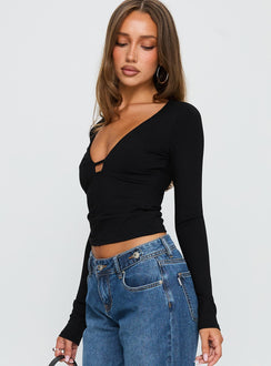 Sold On You Long Sleeve Top Black