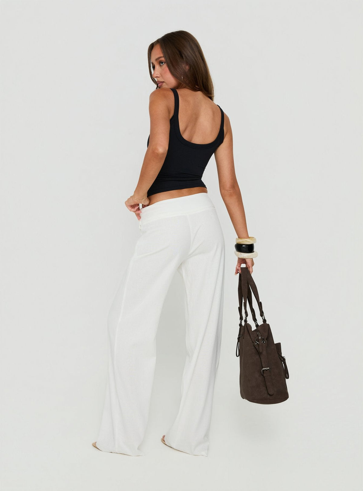 Brea Frill Belted Pants White