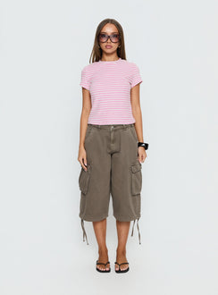 Settle Down Terry Baby Tee Pink Stripe