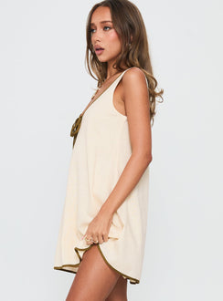 All My Loving Contrast Babydoll Mini Dress Cream