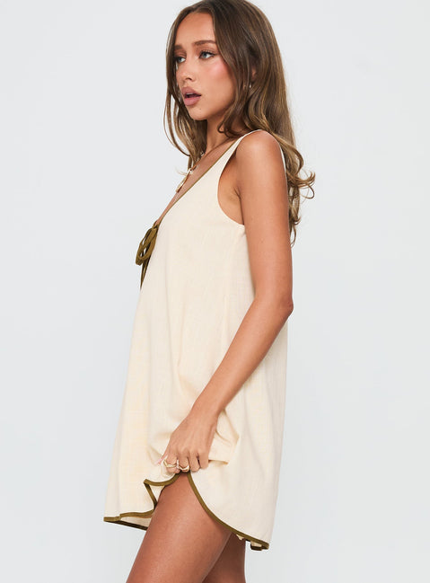 All My Loving Contrast Babydoll Mini Dress Cream