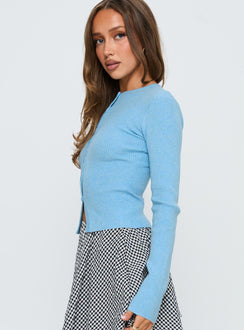 Suzu Long Sleeve Knit Top Light Blue