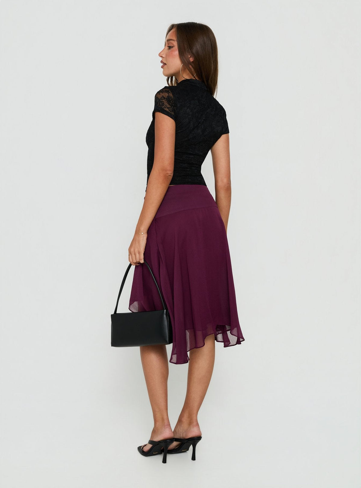 Jesarna Asymmetrical Wrap Midi Skirt Plum