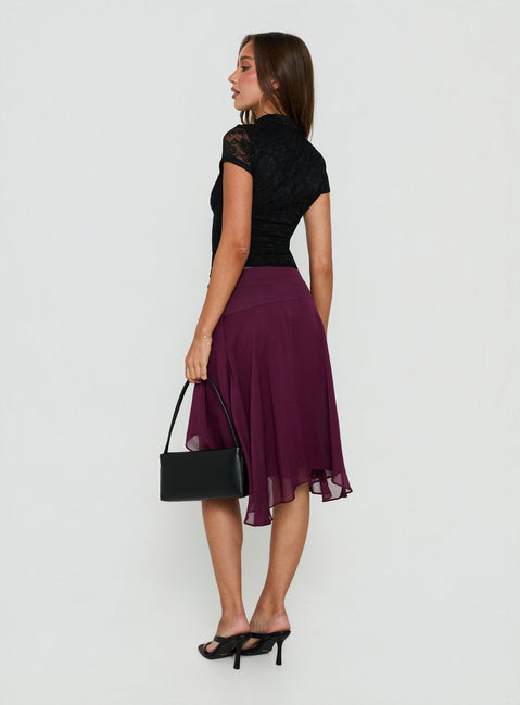 Jesarna Asymmetrical Wrap Midi Skirt Plum