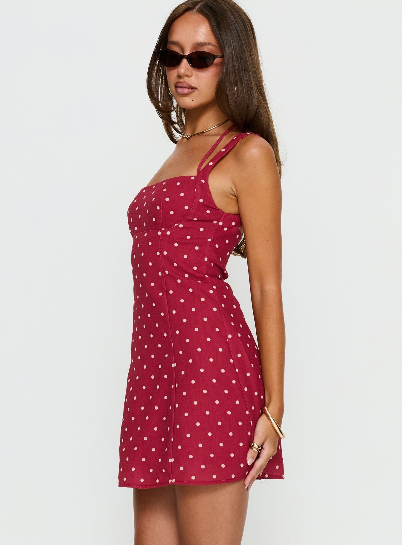 Kourtnae Halter Mini Dress Red Polka Dot