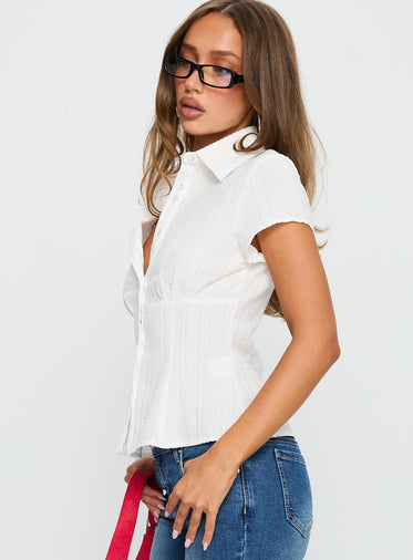 Cottesloe Blouse Top Textured White