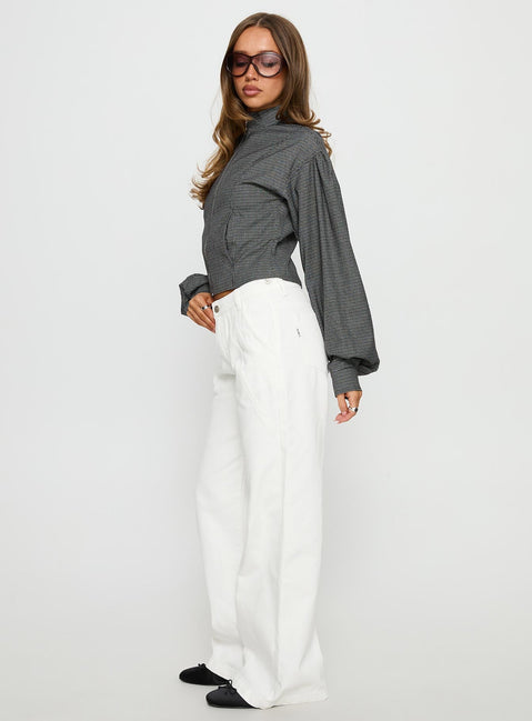 Reaper Mid Rise Baggy Jeans White