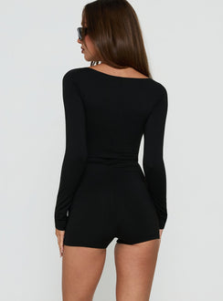 Amarra Long Sleeve Slim Playsuit Black
