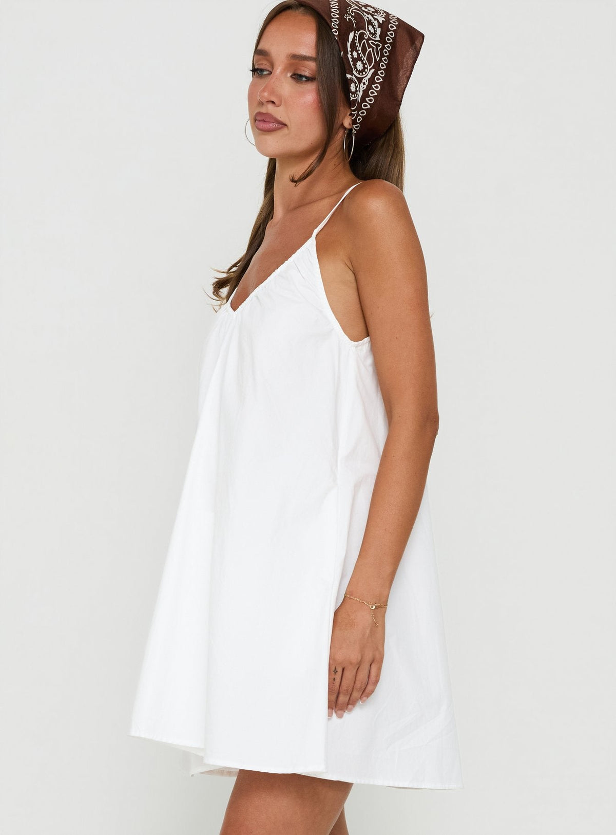 Cirelle V Neck Mini Dress White