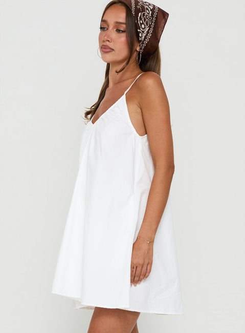 Cirelle V Neck Mini Dress White